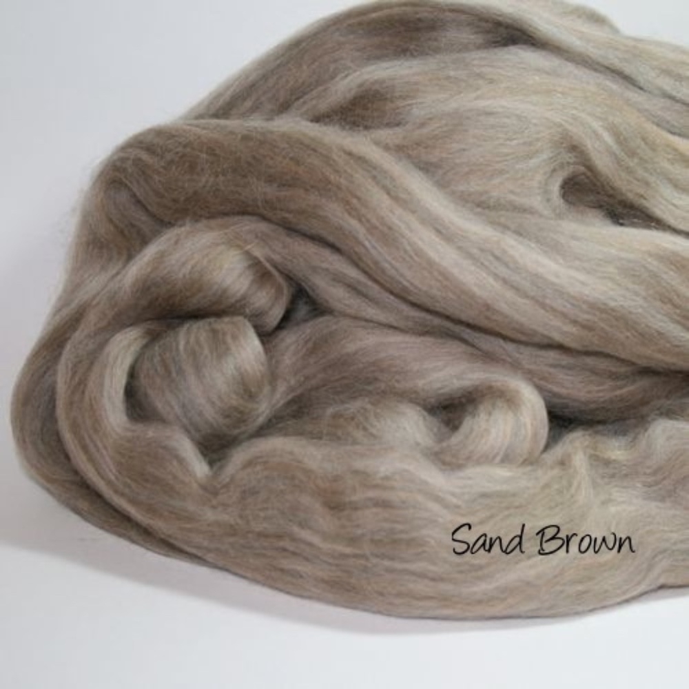 Superwash Merino Alpaca Wool Top Roving 4 oz Sand Brown